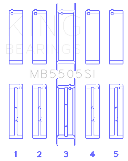 King Engine Bearings Ford 351ci/400ci 16V Main Bearing Set - Set Of 10 - MB5505SI Photo - Primary