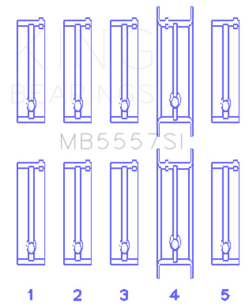 King Engine Bearings Chevrolet 121Ci/Ln2 134Ci (Size +0.25mm) Main Bearing Set - MB5557SI0.25 Photo - Primary