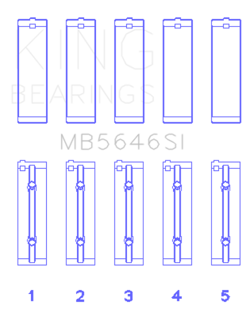 King Engine Bearings Toyota 1AZFE/2AZFE (Size 1.0) Main Bearings Set of 5 - MB5646SI1.0 Photo - Primary