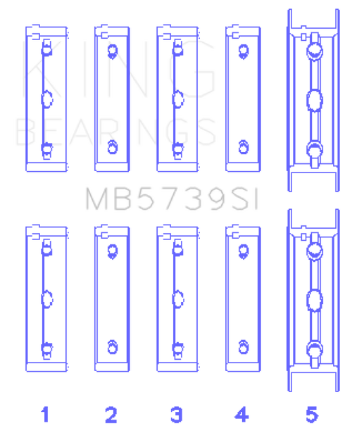 King Engine Bearings Subaru Ej20/Ej22/Ej25 Housing Bore + .002 (Size +0.50mm) Main Bearing Set - MB5739SI0.5 Photo - Primary