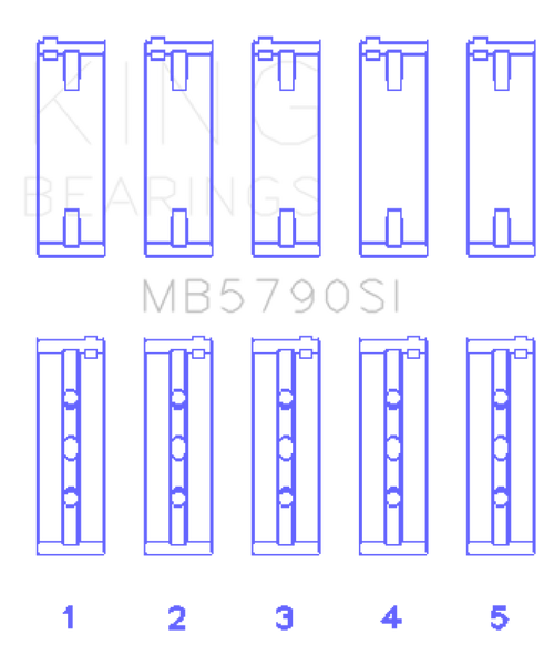 King Engine Bearings Porsche M 48.00/M 48.50 (Size +0.25mm) Main Bearing Set - MB5790SI0.25 Photo - Primary