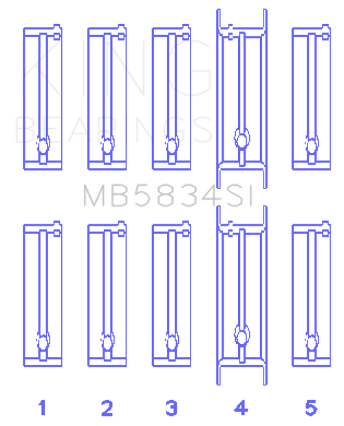 King Engine Bearings Chevrolet 121Ci/Ln2 134Ci Housing Bore +.002 (Size +0.75mm) Main Bearing Set - MB5834SI0.75 Photo - Primary