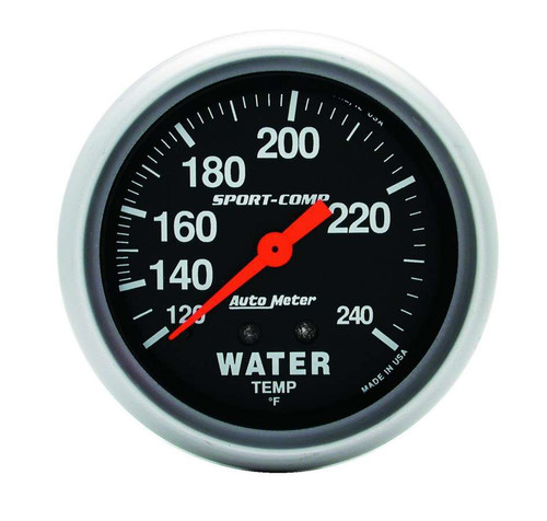 Autometer Liquid Filled Mechanical 66.7mm 120-240 deg F Water Termperature Gauge Includes 6in Tubing - 5432