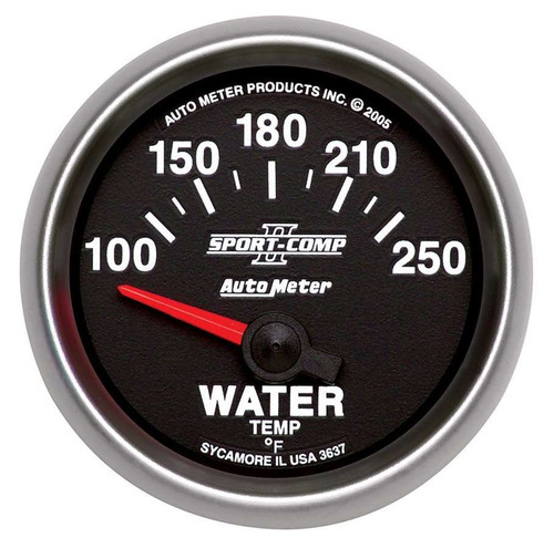Autometer Sport-Comp II 52mm 100-250 F Short Sweep Electronic Water Temperature Gauge - 3637