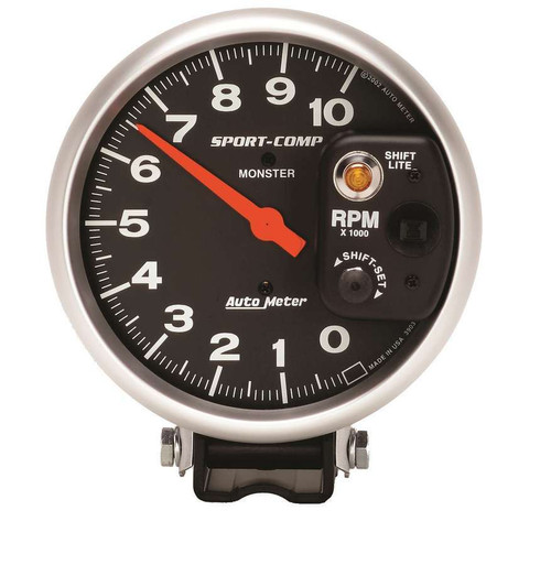 Autometer Sport-Comp 5 inch 10,000 RPM Pedestal Mount Tachometer (Shift-Lite on Control Shield) - 3903