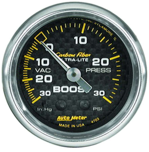 Autometer Carbon Fiber 52mm 30 PSI Mechanical Boost Gauge - 4703