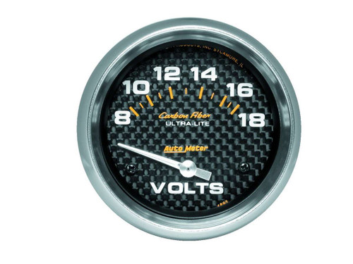 Autometer Carbon Fiber 2-5/8in 18V Electric Voltmeter Gauge - 4891