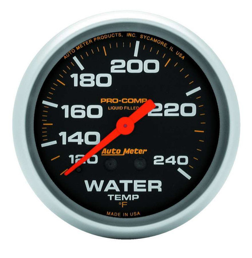 Autometer Liquid Filled Mechanical 66.7mm 120-240 deg F Water Termperature Gauge w/ 12in Tubing - 5433