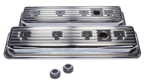 Edelbrock Valve Cover Signature Series Chevrolet 1987-1995 262-400 CI V8 Low Chrome - 4446