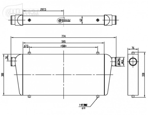 BOOST Products Competition Intercooler 850HP 22" x 12" x 3" with 2.5" I/O OD (BOP-1101603176)