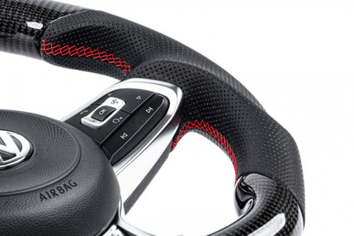 APR Steering Wheel - Carbon Fiber & Perforated Leather - MK7 GTI/GLI Red (For Use Without Paddles) (APR-1MS100205) APR Steering Wheel - Carbon Fiber & Perforated Leather - MK7 GTI/GLI Red (For Use Without Paddles) (APR-1MS100205)