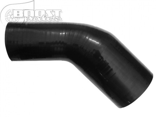BOOST Products Silicone Reducer Elbow 45 Degrees, 63 - 51mm (2-1/2" - 2") ID, Black (BOP-3258063051) BOOST Products Silicone Reducer Elbow 45 Degrees, 63 - 51mm (2-1/2" - 2") ID, Black (BOP-3258063051)