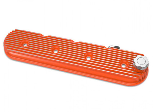 Holley Vintage Series Finned LS Valve Covers, Standard Height - Factory Orange Machined Finish (HOL-1241-133)
