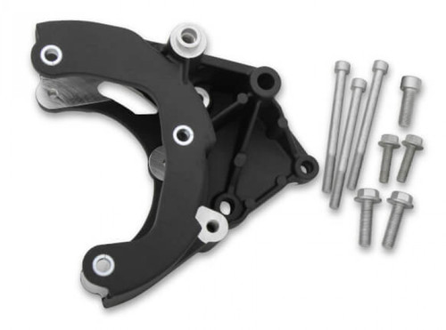 Holley LS High-Mount A/C Accessory Drive Bracket - Passenger's Side A/C Bracket - works with R4 compressor (HOL-120-133BK) Holley LS High-Mount A/C Accessory Drive Bracket - Passenger's Side A/C Bracket - works with R4 compressor (HOL-120-133BK)