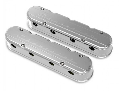 Holley 2-Piece "Chevrolet" Script Valve Cover - Gen III/IV LS - Polished (HOL-1241-176)