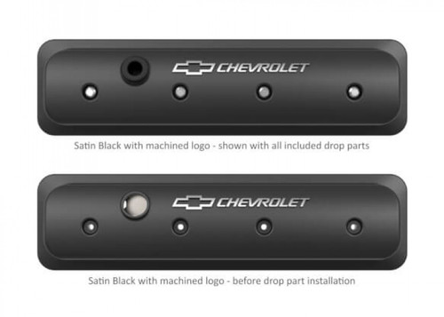 Holley GM Licensed Valve Cover - Muscle Series - SBC - Center Bolt - Satin Black Machined (HOL-1241-292)