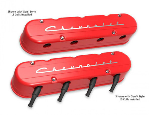 Holley 2-Piece "Chevrolet" Script Valve Cover - Gen III/IV LS - Gloss Red Machined (HOL-1241-179) Holley 2-Piece "Chevrolet" Script Valve Cover - Gen III/IV LS - Gloss Red Machined (HOL-1241-179)