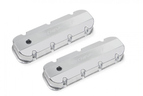 Holley GM Licensed Valve Cover - Track Series - BBC - Fabricated Aluminum - Silver (HOL-1241-280)