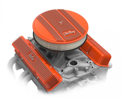 Holley Vintage Series Finned Valve Covers, Non-Emissions, SBC ‚Äì Factory Orange Machined Finish (HOL-1241-272)