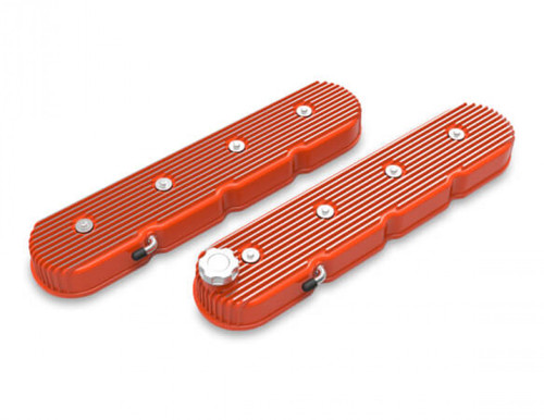 Holley Vintage Series Finned Tall LS Valve Covers - Factory Orange Machined Finish (HOL-1241-141) Holley Vintage Series Finned Tall LS Valve Covers - Factory Orange Machined Finish (HOL-1241-141)
