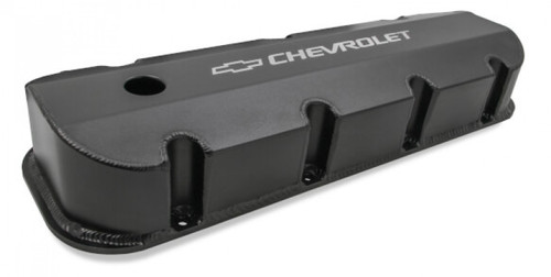 Holley GM Licensed Valve Cover - Track Series  - BBC - Fabricated Aluminum - Short Bolt - Black (HOL-2241-281)
