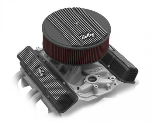 Holley Finned Vintage Style Air Cleaner - 14" Diameter x 4" Tall - Round (HOL-2120-157)