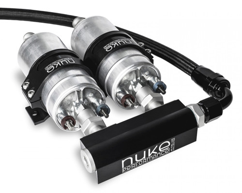 Nuke Performance 4-Port Fuel Log Collector for Dual Bosch 044 Fuel Pumps (NUK-10010202)