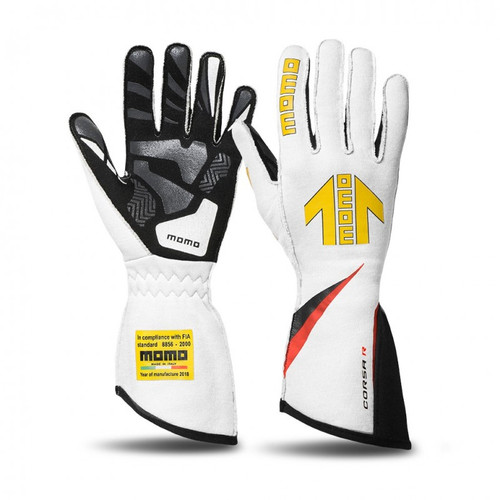 Momo Corsa R White Racing Gloves Size 10 (MOM--GUCORSAWHT10)