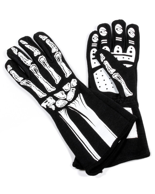 Single Layer White Skeleton Gloves X-Small