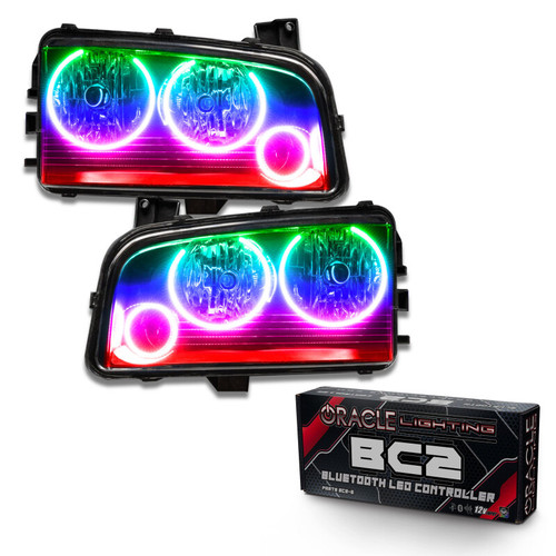 Oracle 05-10 Dodge Charger SMD HL (Non-HID) - Triple Halo - ColorSHIFT w/ BC1 Controller - 8197-335 Photo - Primary