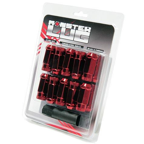 Wheel Mate Monster Open End Lug Nut Set of 20 - Red 14x1.50 - 33006R Photo - Primary