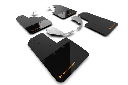 Rally Armor 21-22 Ford Bronco (Steel Bmpr - NO Rptr/Sprt - NO RR/RB) Blk Mud Flap w/Cy Orange Logo - MF85-NO-ST-COR Photo - Primary