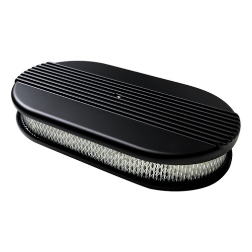 Air Cleaner Large Oval Ribbed Black