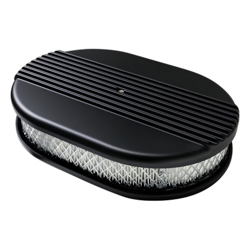 Air Cleaner Small Oval Ribbed Black