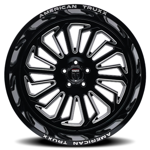 American Truxx AT1916 Butcher 24x14 / 6x139.7 BP / -76mm Offset / 106mm Hub Gloss Black Milled Wheel - AT1916-24483M Photo - Primary