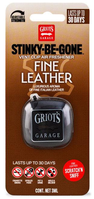 Griots Garage Stinky-Be-Gone Vent Clip Air Freshener - Fine Leather - 10763 Photo - Primary