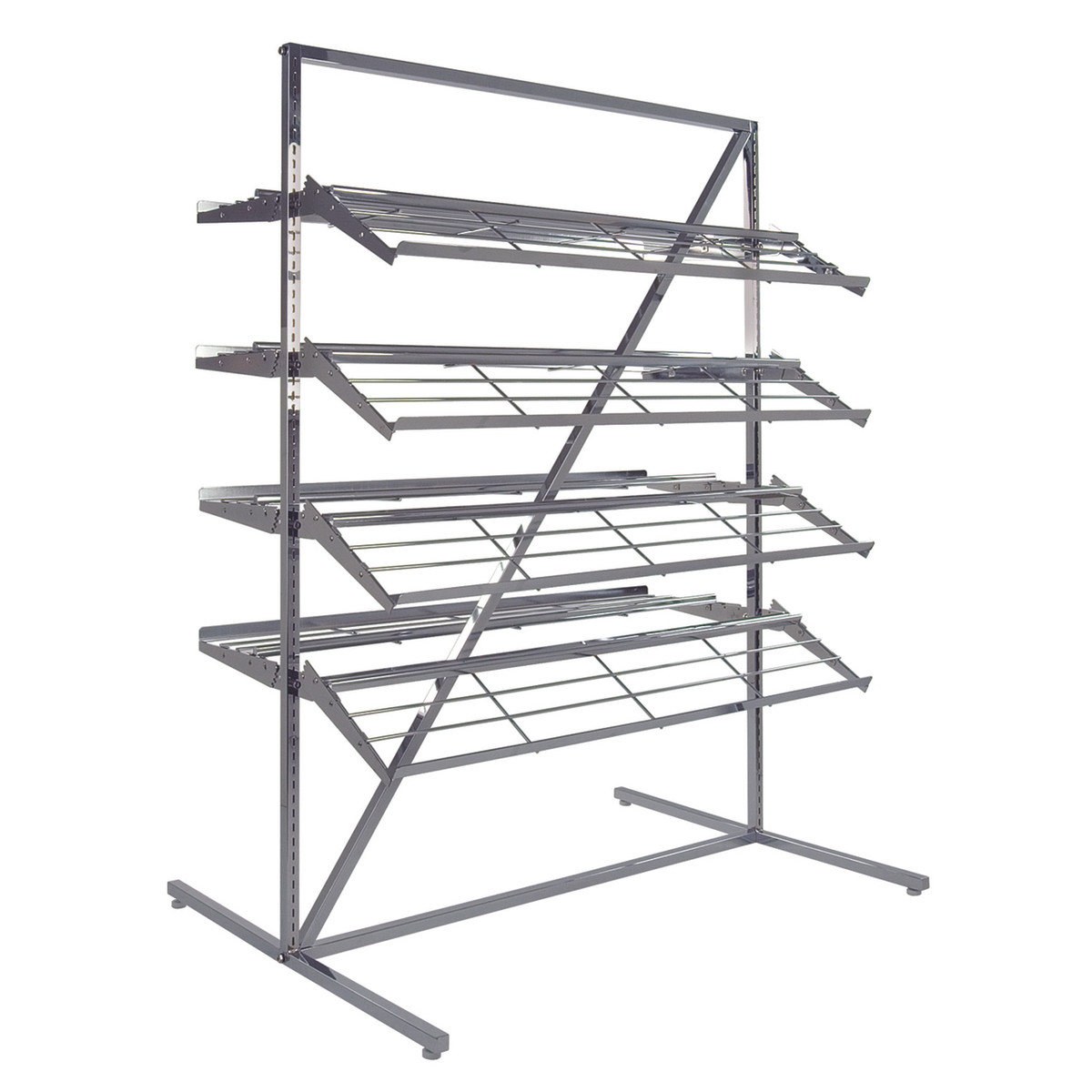 Shoe Display Rack | 8 Display Four on Each Side | Chrome