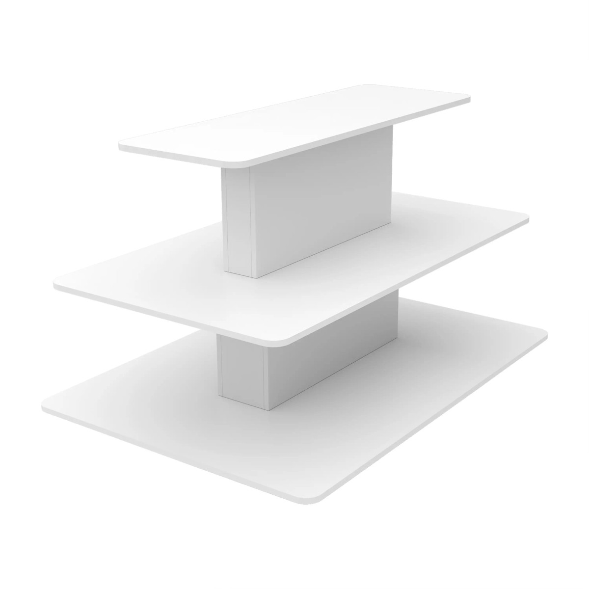 3 Tier Rectangular Wood Retail Display Table | Product Display Solutions