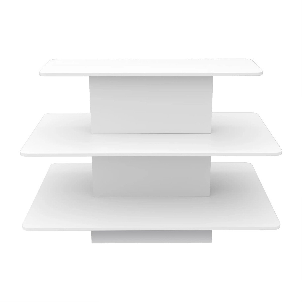 3 Tier Rectangular Wood Retail Display Table | Product Display Solutions