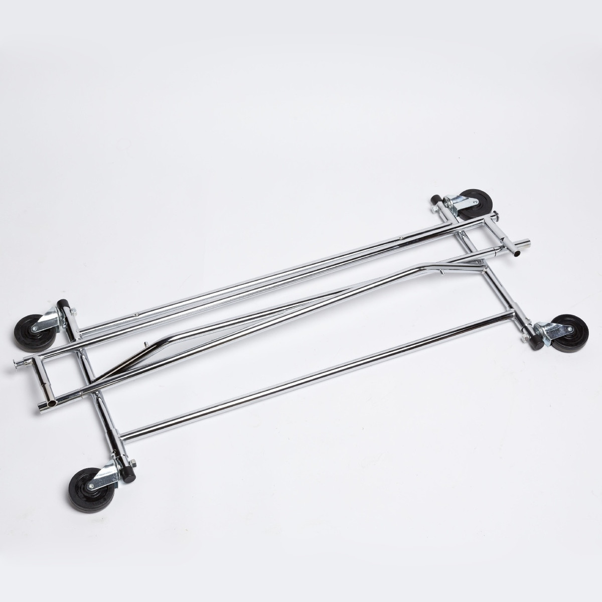 Single Rail Folding Rolling Clothing Rack | Product Display Solutions portable folding clothes rail