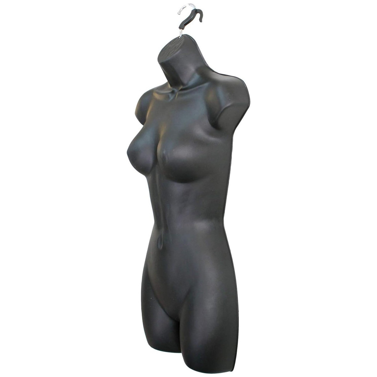  Female Molded Shatterproof Black Plastic Shapely Torso