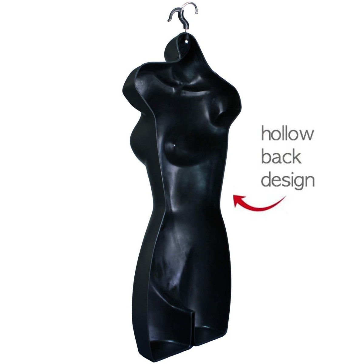 Black Hanging Female Mannequin Torso 4PCS Dress Form Sewing Manikin, 30  Inch Female Molded Shatterproof Shapely Torso Form Hollow Back Body Torso