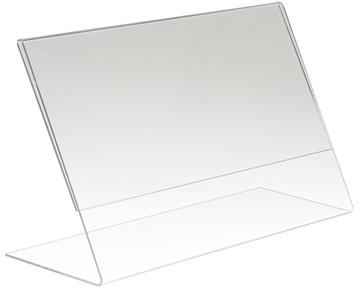 8.5 x 11 Acrylic Slant Back Vertical Sign Holder, Countertop Display,  Rounded Off Edge