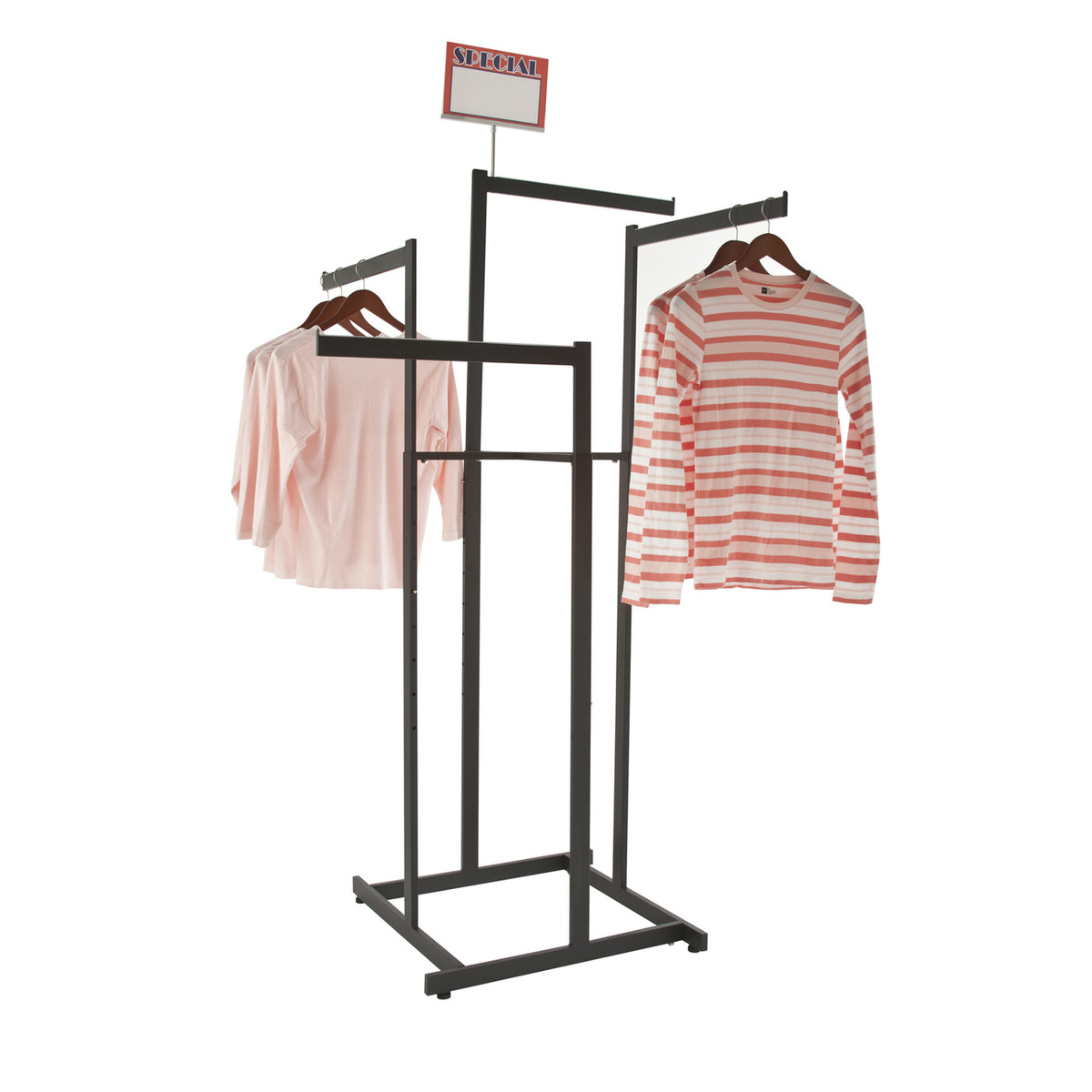 Hi-Capacity 4 Way Rack With (4) 22 Long Straight Display Arms | BLACK