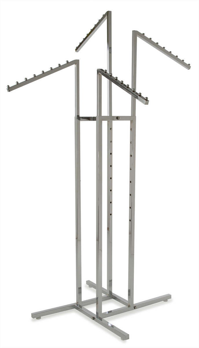 4 Way Retail Clothing Rack With (4) 18 Waterfall Display Arms