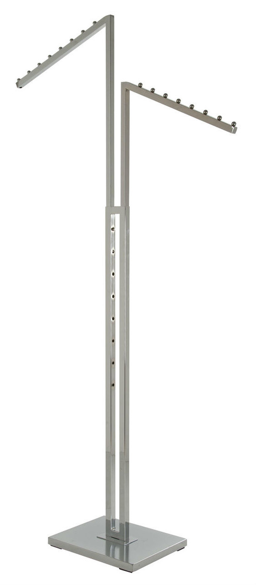 2 Way Clothing Rack with TWO Slanted Display Arms | CHROME