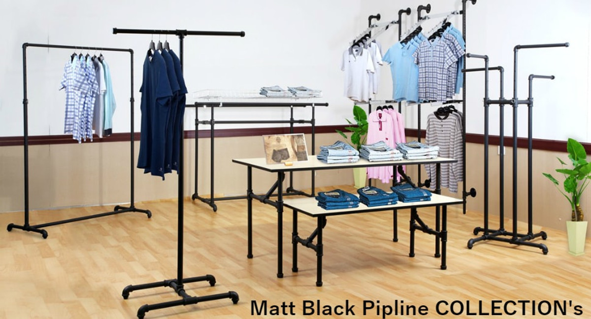 2-Way Clothing Rack | Black Pipeline Collection | Product Display