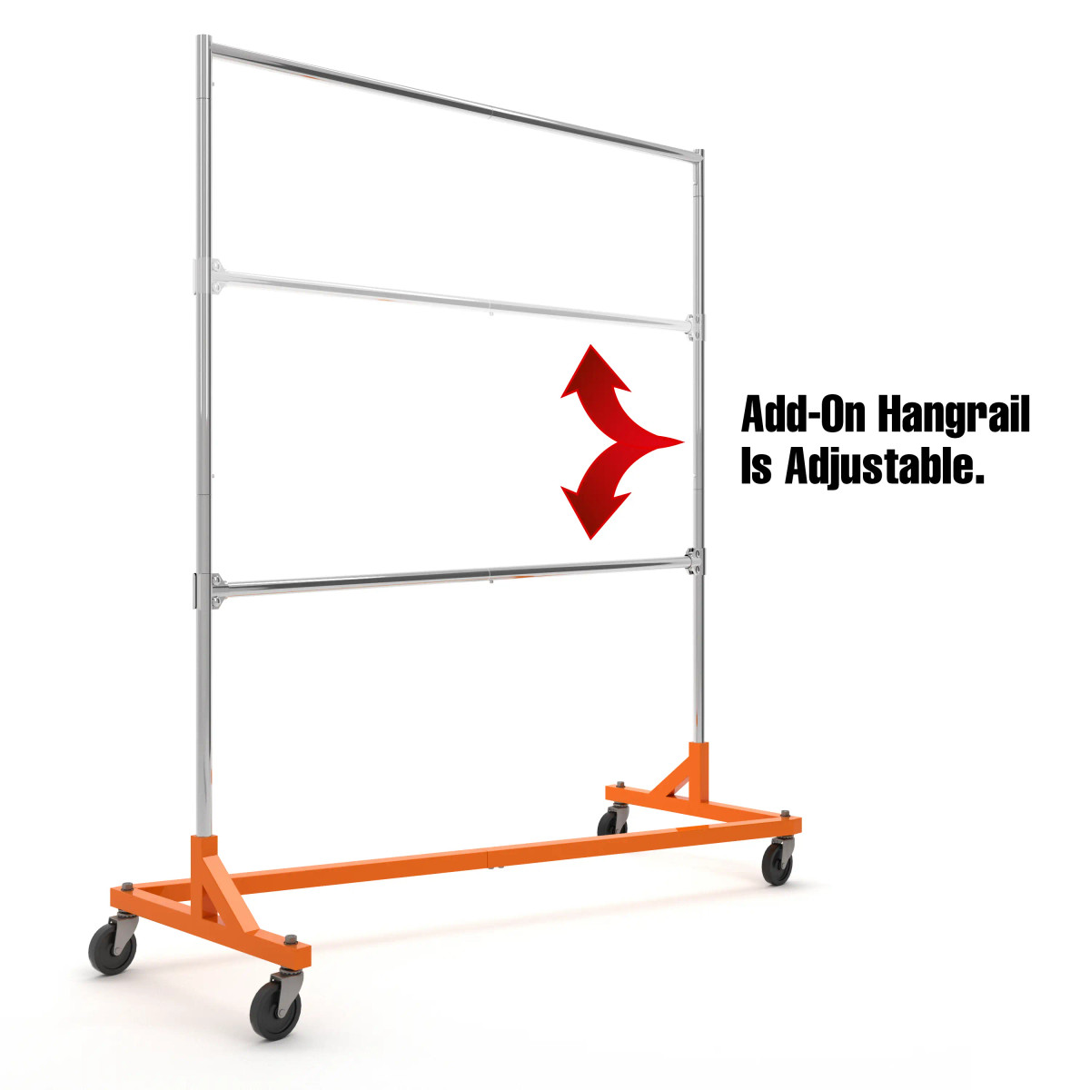 5 Foot Heavy Duty Double Rail Garment Z Rack | ORANGE Base
