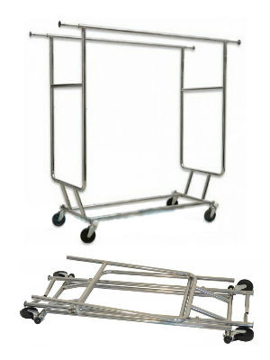 Single Rail Folding Rolling Clothing Rack | Product Display Solutions