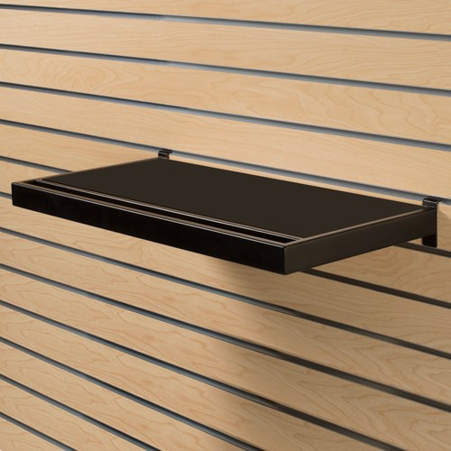 Slatwall Hangrail With Shelf Black Shelf Black Hangrail